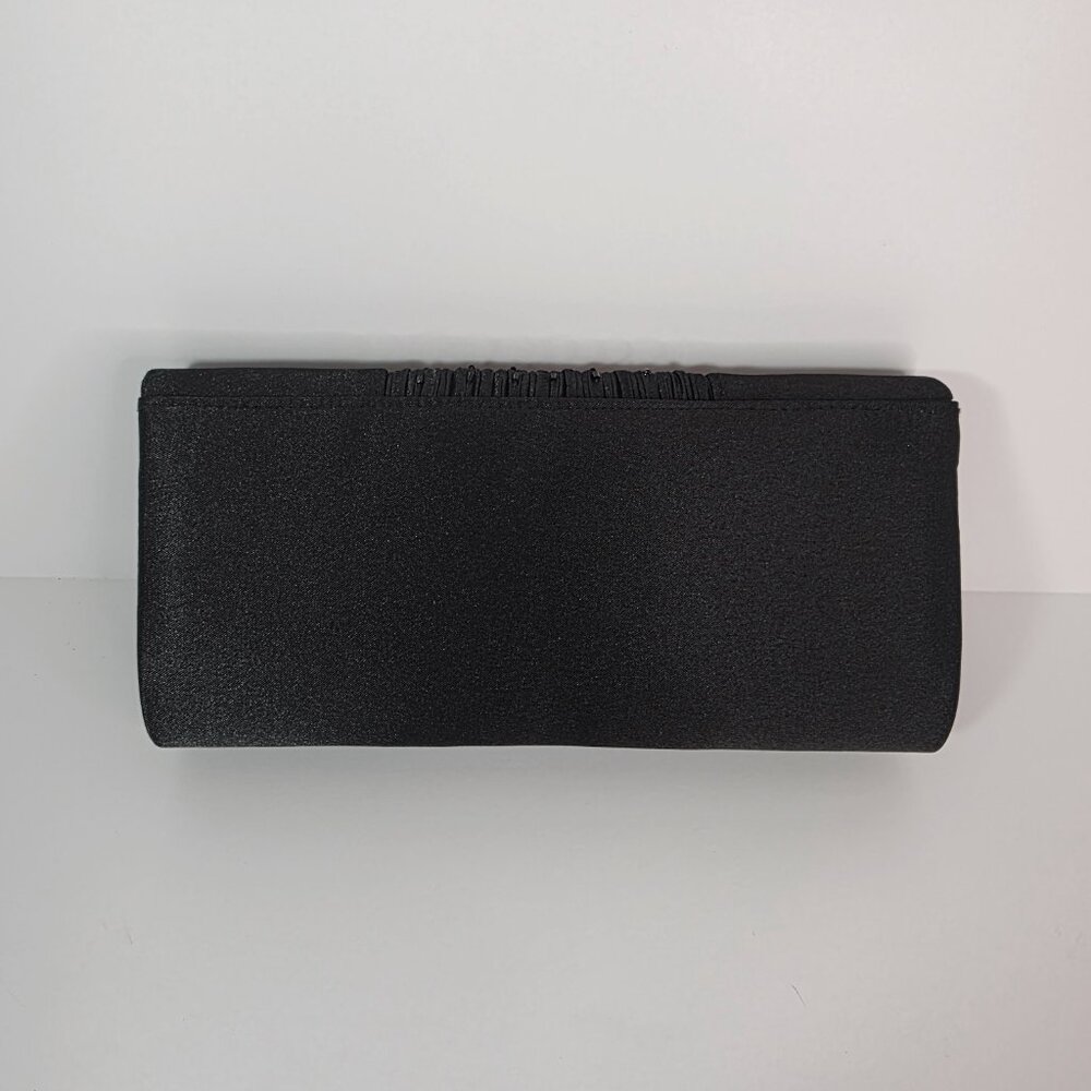 Black Satin Beaded Clutch Evening Bag Crossbody Formal - Picture 3 of 12